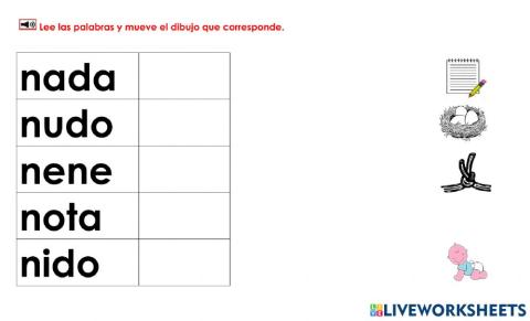 Mover dibujos a palabras 5