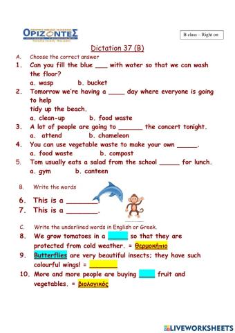 Right on 2!  Dictation 37 B. Class:B