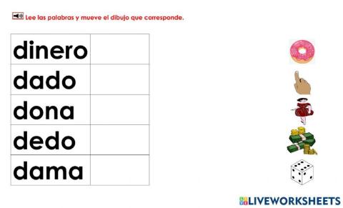 Mover dibujos a palabras 5B