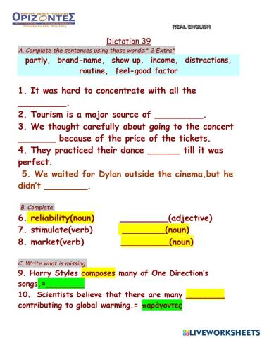 Real English. Dictation : 39 B. FCE class