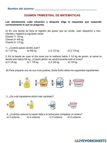Examen de Matemáticas