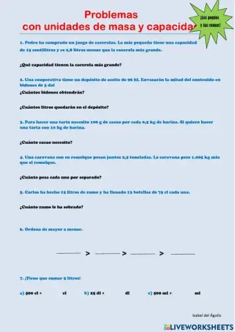 Problemas de masa y capacidad