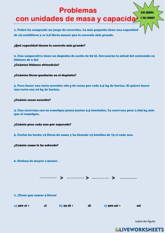 Problemas de masa y capacidad