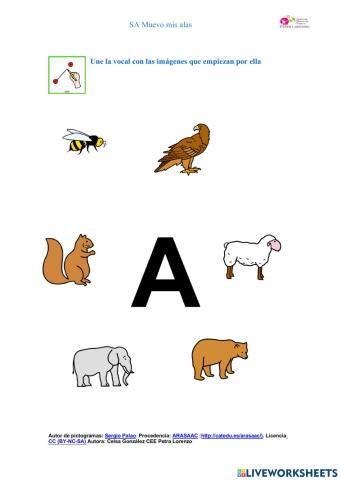 Une la vocal con las imágenes que empiezan por ella