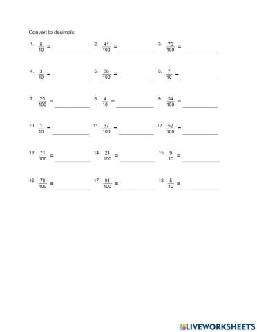 Fractions to decimals
