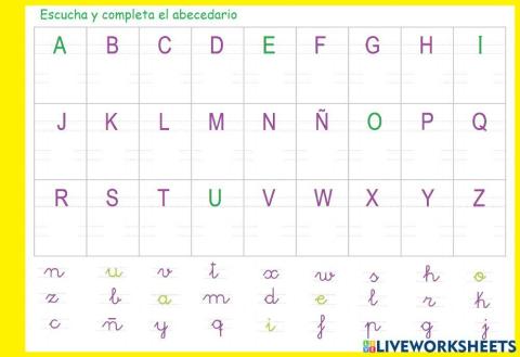 Abecedario mayúsculas minúsculas