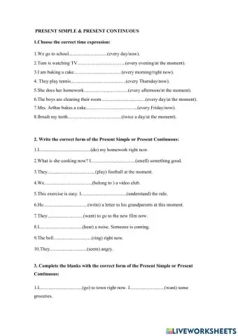 Present simple vs continous