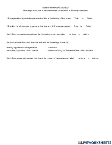 Science Homework 3-10-2021