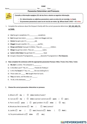 Possessive determiners and pronouns