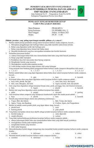 Pts prakarya kelas 9 semester 2