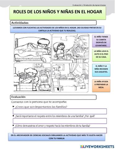 Roles de los niños y niñas en el hogar