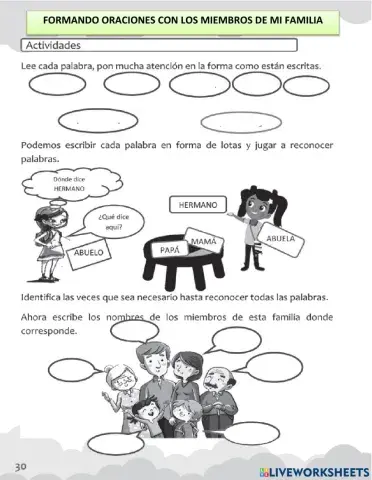 Formando oraciones con miembros de mi familia