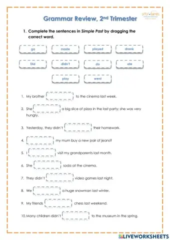 Grammar FINAL review, 2nd Trimester