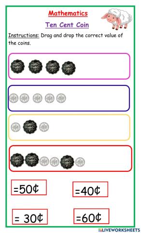 Counting ten cents coins