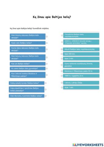 Ką žinau apie Baltijos kelią?