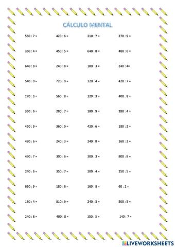 Cálculo mental (división 3)
