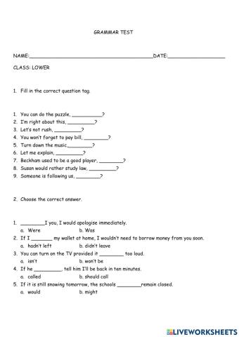 Conditionals - question tags