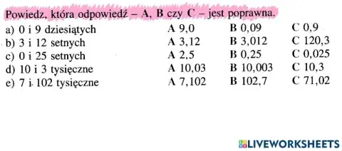 Zapisywanie ułamków dziesiętnych