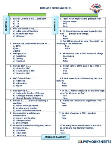 Listening checking for b1