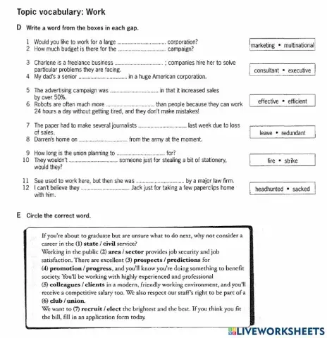 Vocabulary and grammar - c1
