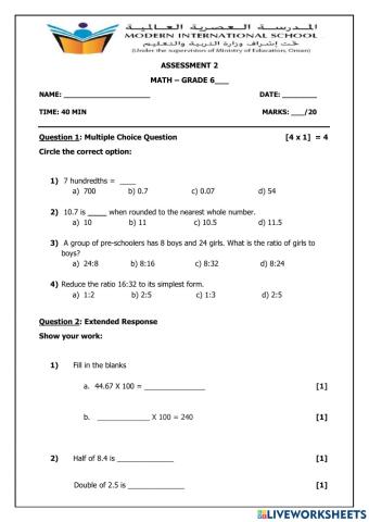 Assessment 2 - Maths