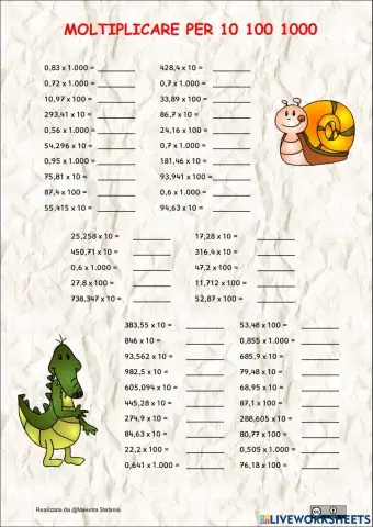 Moltiplicare per 10 100 1000