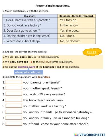 Present simple:questions.EP1. (pg.33).