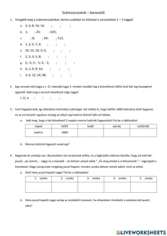 Számsorozatok - bevezető