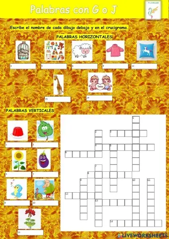 Palabras con g o j