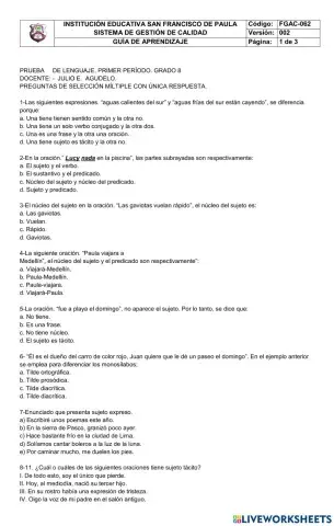 Partes de la oración