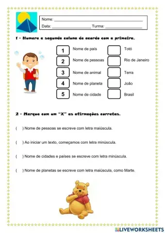 Atividades - letras maiúsculas e minúsculas