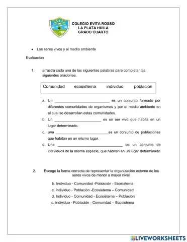 Medio ambiente y seres vivos