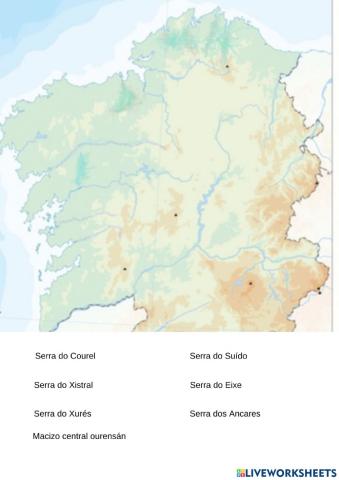 Mapa serras Galicia