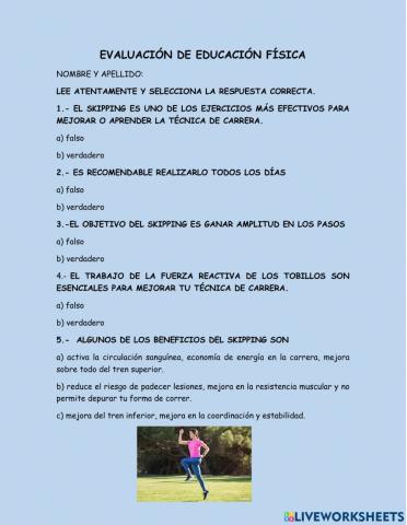Evaluación educación física