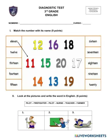 Diagnostic Test 3rd Grade
