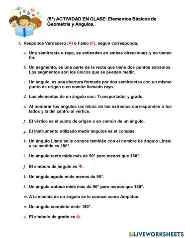 GEOMETRÍA. Elementos Básicos de Geometría y Ángulos 5°.