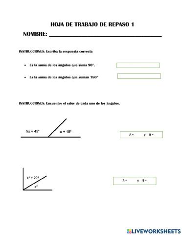Angulos complementarios y suplementarios
