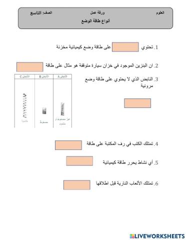 انواع طاقة الوضع