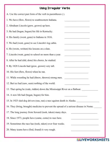 Irregular Verbs in the past