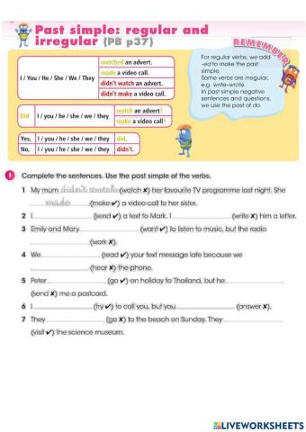 Past simple (regular & irregular verbs)