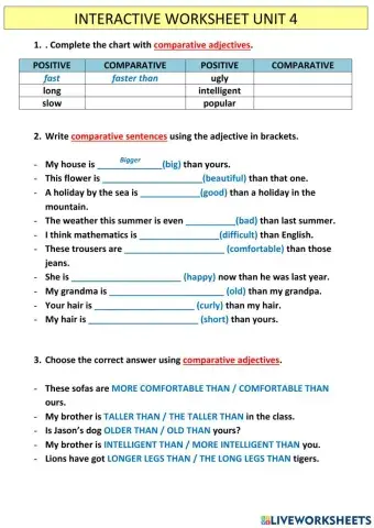 Comparativo y preposiciones