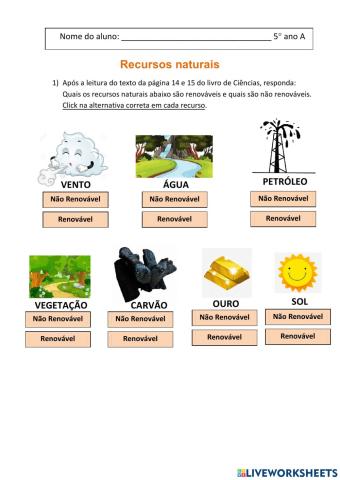 Recursos Naturais Renováveis e Não renováveis