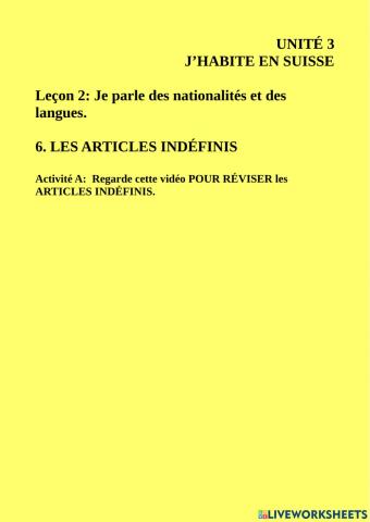 Articles indéfinis