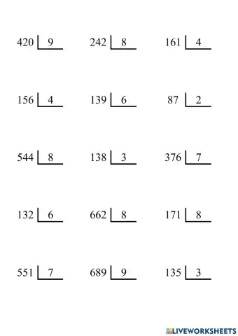 Divisiones de 1 cifra