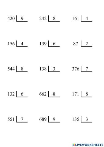 Divisiones de 1 cifra
