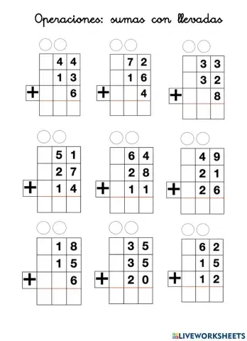 Sumas llevadas 3 sumandos