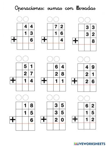 Sumas llevadas 3 sumandos