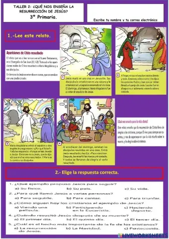 Taller nº2: ¿Qué nos enseña la resurrección de Jesús? Tercero de Primaria