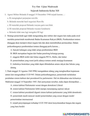 Try Out UM Sejarah Indonesia