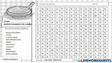 Sopa letras investigando